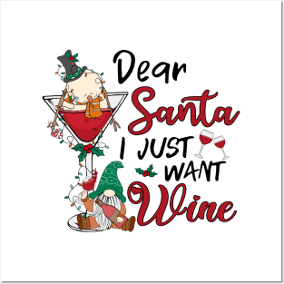 dear santa i just want wine christmas drinking team Posters and Art